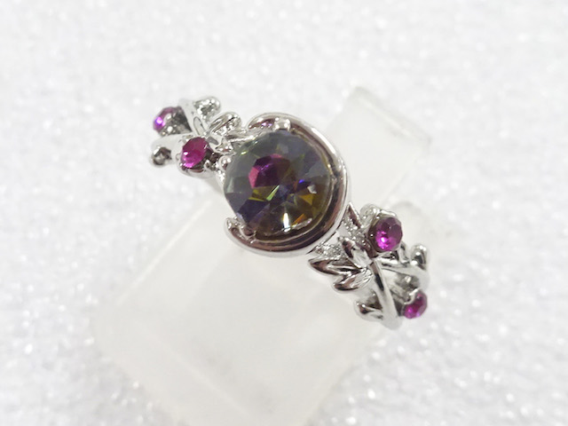 JAPANESE KIMONO / ANTIQUE COLORED STONE RING (NO. 9.5)